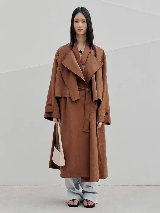 Double Collar Trench Coat (Brown)