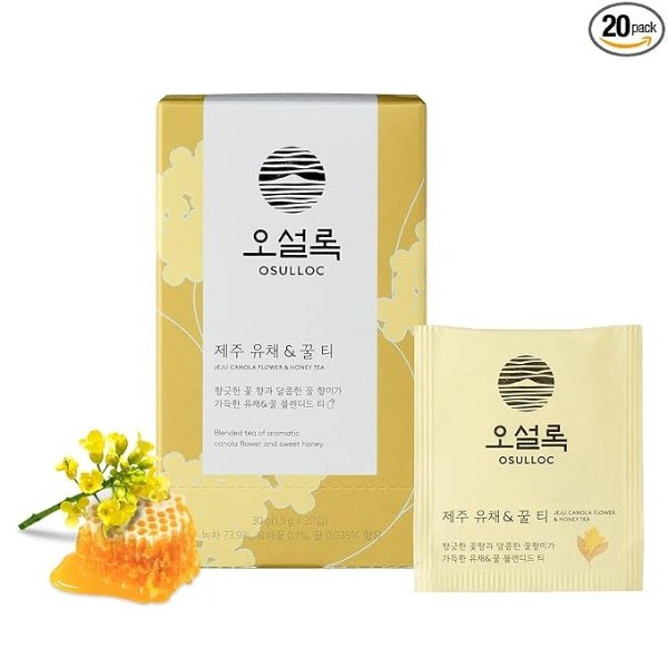 Canola Honey Tea, Premium Organic Blended Tea from Jeju, Tea Bag Series 20 count, 1.06 oz, 30g