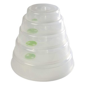 Simply Served Variety Pack Steam Vents Microwave Splatter Covers, Clear set of 5