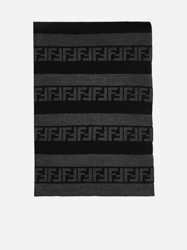 FF logo and Pequin striped wool scarf