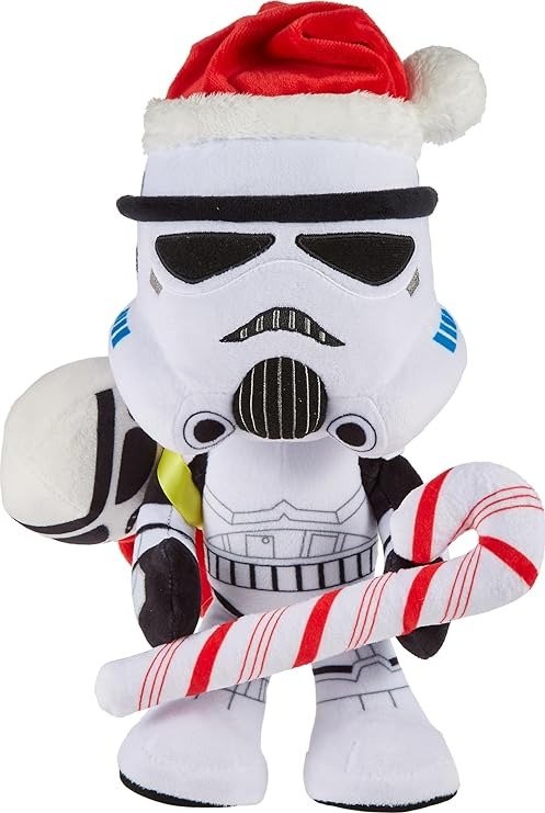 ​Star Wars Stormtrooper Plush Doll & Ornament, 10-inch Soft Toy with Santa Cap, Candy Cane & Sack that Stores the Holiday Decoration​
