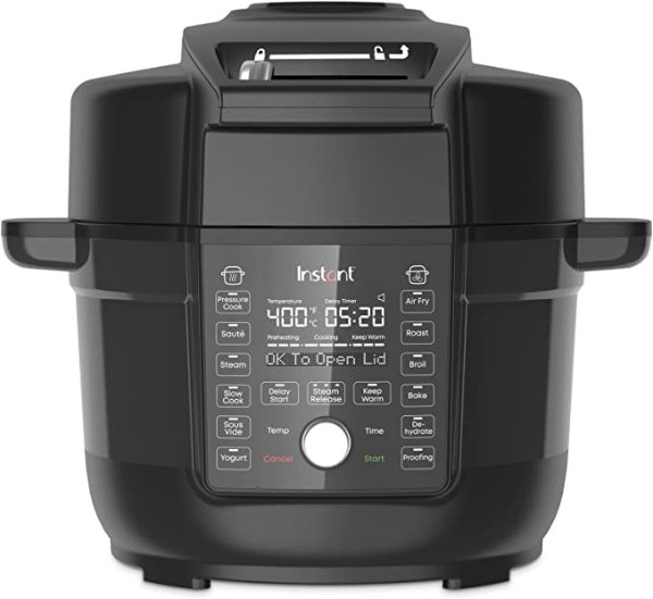 Duo Crisp Ultimate Lid, 13-in-1 Air Fryer and Pressure Cooker Combo, Saute, Slow Cook, Bake, Steam, Warm, Roast, Dehydrate, Sous Vide, & Proof, App With Over 800 Recipes, 6.5 Quart