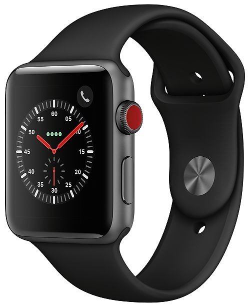 Watch Series 3 GPS + Cellular, 42mm Space Gray Aluminum Case with Black Sport Band