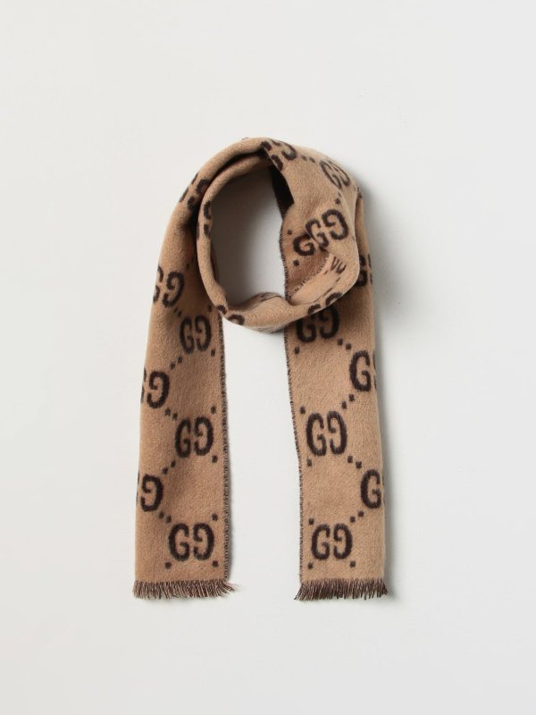 : wool scarf with GG jacquard monogram - Dark |boy's scarf 6818884K200 online at GIGLIO.COM