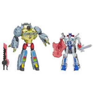 Transformers Age of Extinction Silver Knight Optimus Prime and Grimlock Figures