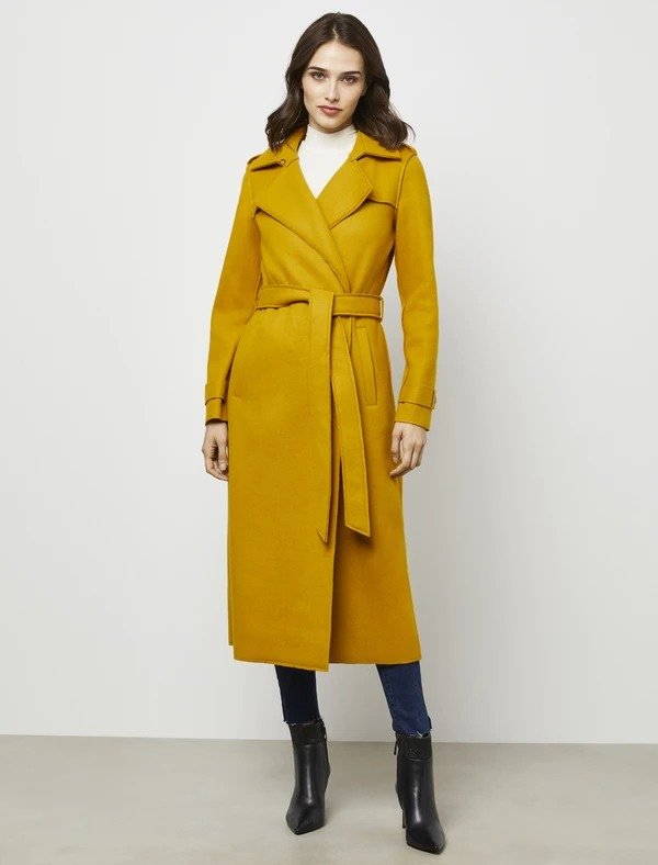 Raw-Edge Belted Trench Coat