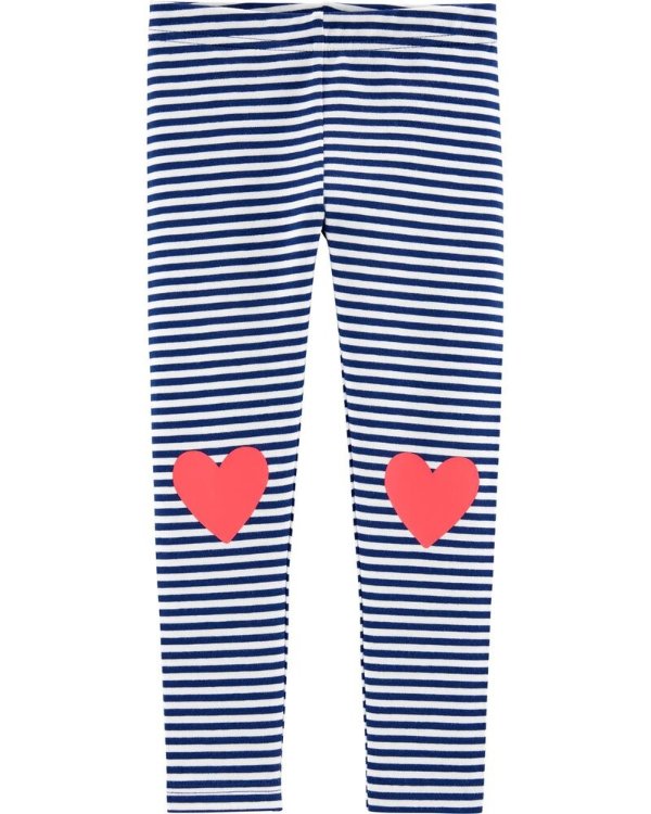 Striped Heart Jersey Leggings