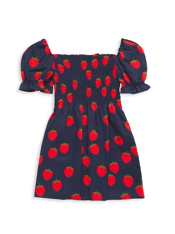 小草莓图案 女童连身裙
