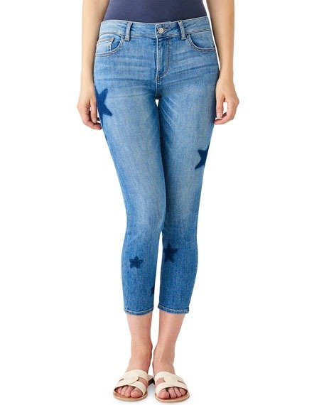 Florence Ankle Mid-Rise Skinny Jeans with Stars