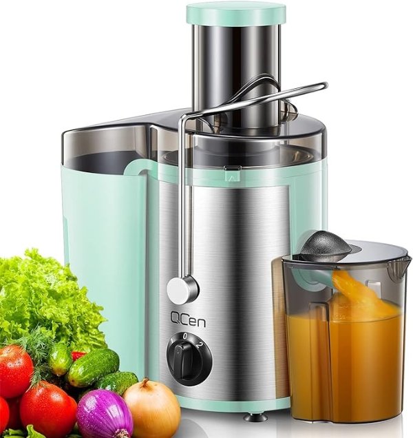 Juicer Machine, 500W Centrifugal Juicer Extractor with Wide Mouth 3” Feed Chute for Fruit Vegetable, Easy to Clean, Stainless Steel, BPA-free (Aqua)