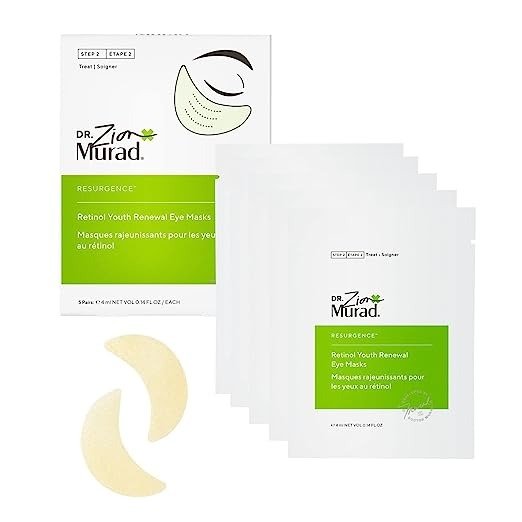 Dr. Zion Retinol Youth Renewal Eye Masks – No-Slip Under Eye Patches for Fine Lines, Wrinkles, Crow’s Feet and Puffy Eyes - Full Absorption Treatment Strips, 5 Pairs