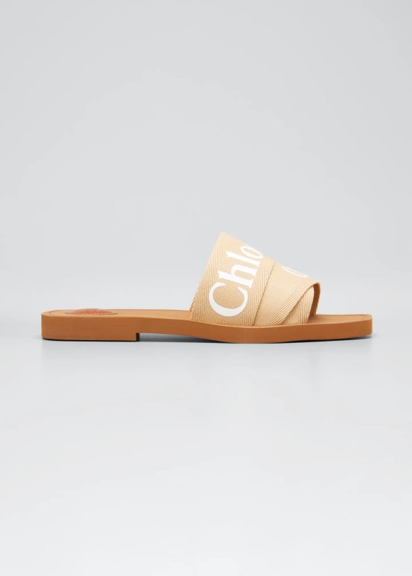 Woody Flat Logo Ribbon Slide Sandals