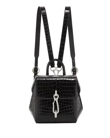 Hook Mini Croc-Embossed Leather Backpack Bag