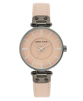 Women's Pink Leather Strap Watch 34mm