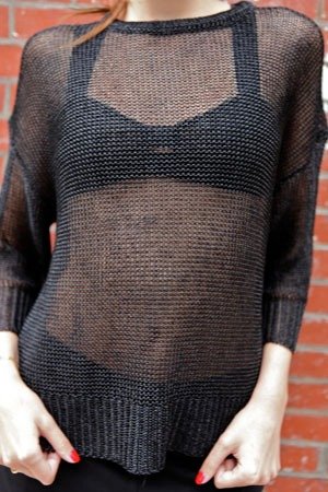Shiny Black Chainmail Sweater