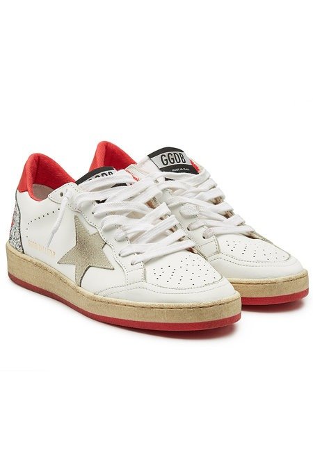 - Ball Star Leather Sneakers with Glitter and Suede