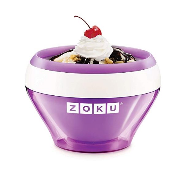 Ice Cream Maker, Compact Make and Serve Bowl with Stainless Steel Freezer Core Creates Soft Serve, Frozen Yogurt, Ice Cream and More in Minutes, BPA-free, 6 Colors, Purple