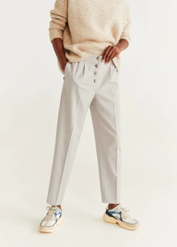 Buttons straight-fit trousers - Women | Mango USA
