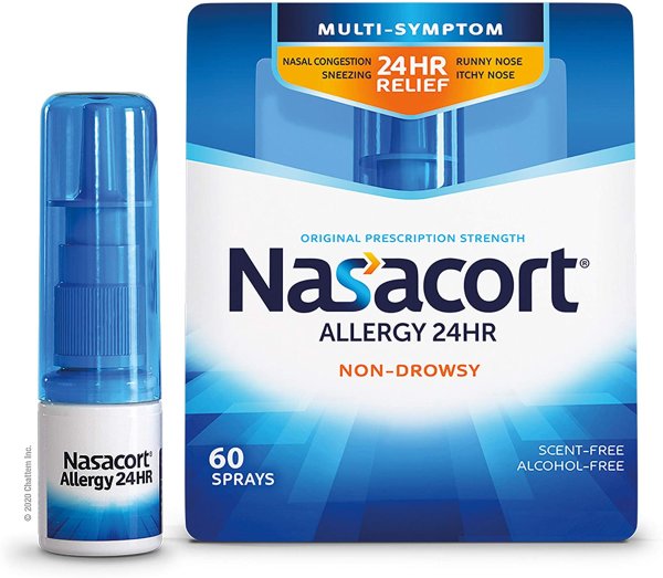 Allergy 24HR Nasal Spray for Adults, Non-Drowsy & Alcohol-Free, 60 Sprays, 0.37 fl. oz.