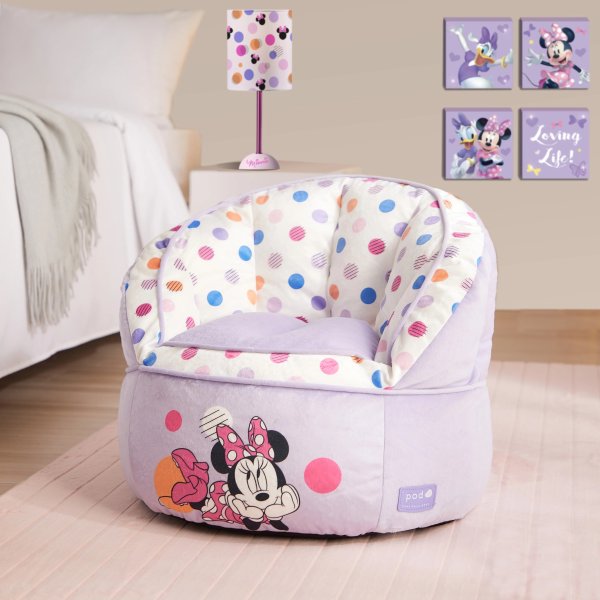 Minnie Mouse Purple Polyester Bean Bag Chair