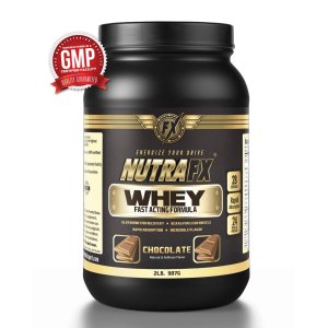 Nutrafx Whey Protein 2lb Chocolate Flavored Powder Bodybuilding Lean Muscle Build Supplement 24g Protein