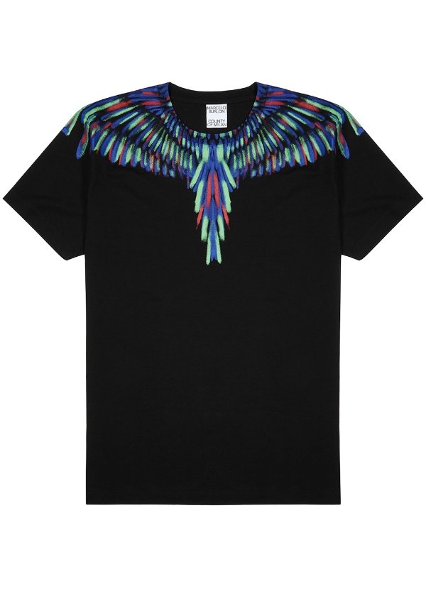 Chalk Wings black printed cotton T-shirt