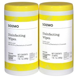 补货：亚马逊自营品牌 Solimo 消毒湿巾2罐X75片共150片