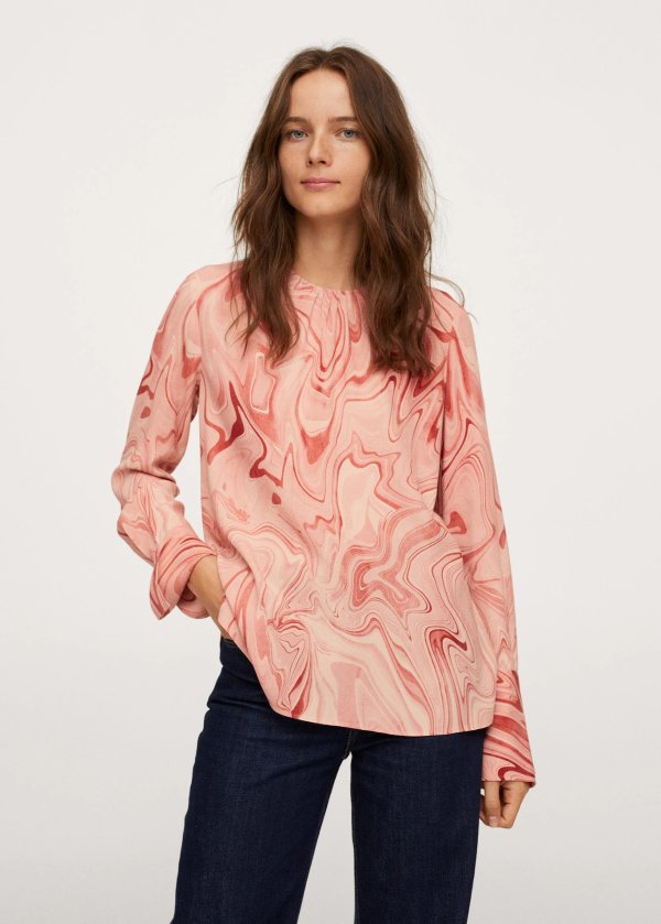 Marble-print blouse - Women | Mango USA