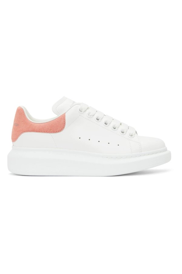 White & Pink Snake Oversized Sneakers