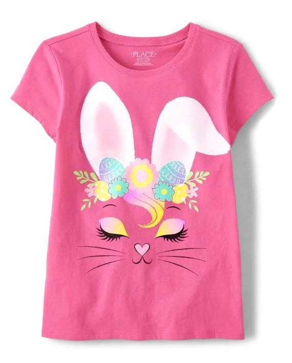 Girls Short Sleeve Easter Bunny Graphic Tee | The Children's Place - FRENCH ROSE