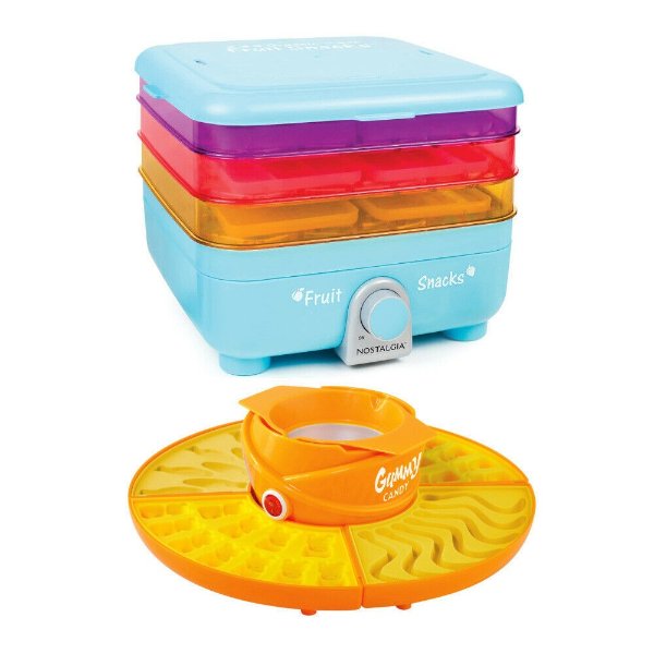 Nostalgia Organic Fruit Snack Maker with Gummy Bear and Worm Candy Maker
