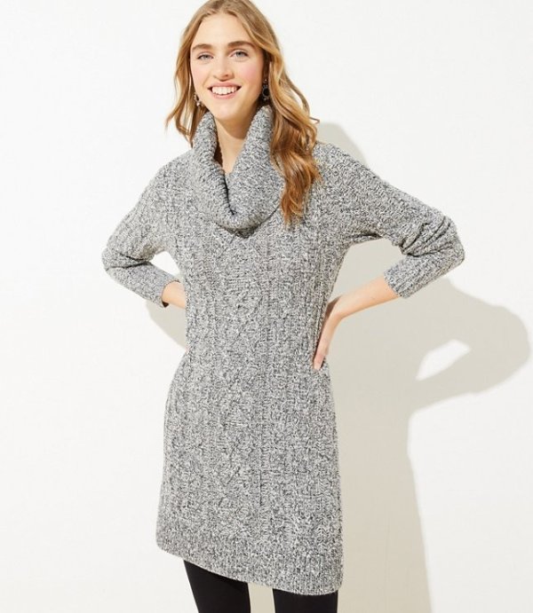Petite Marled Cable Sweater Dress | LOFT