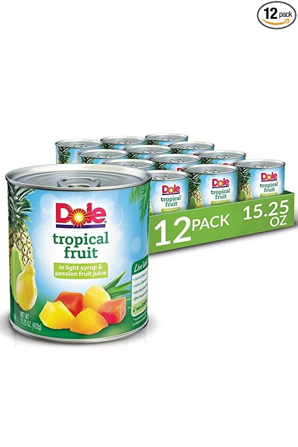 DOLE Mixed Tropical Fruit in Light Syrup and Passion Fruit Juice, 15.25 Ounce Can (Pack of 12)