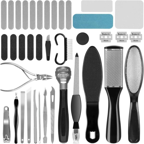 Rosmax Life Professional Pedicure Kit, Rosmax 36 in 1 Pedicure Tools Stainless Steel Washable Foot Care Kit