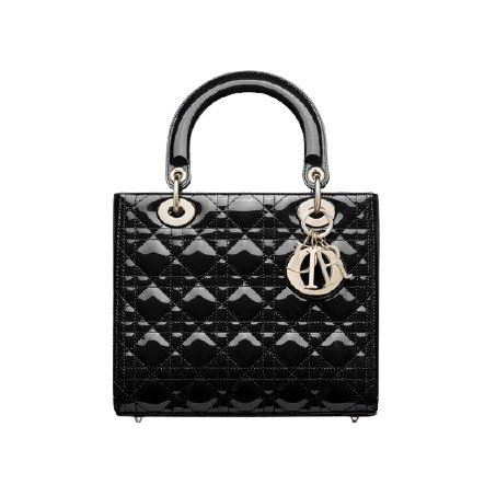 Medium Lady Dior Bag Black Patent Cannage Calfskin