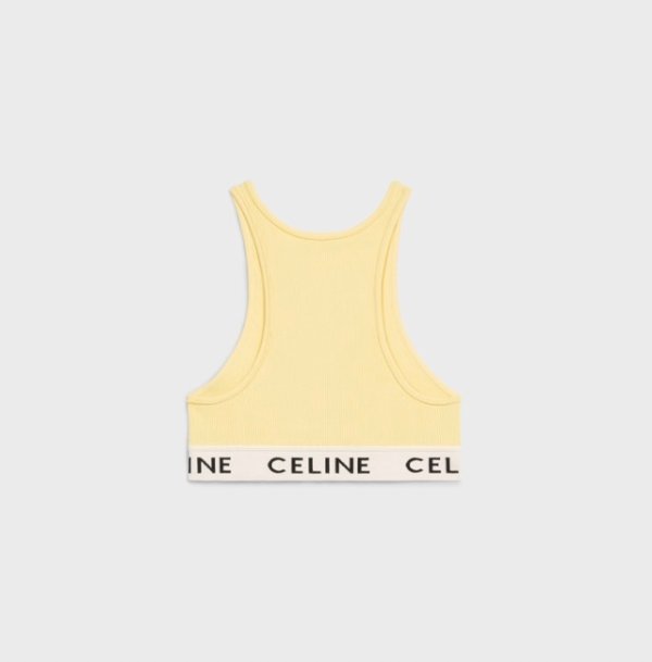 Celine Athletic Knit Striped Bra Top (Black)