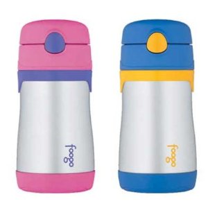 Thermos FOOGO Phases Stainless Steel Straw Bottle 10 Ounce（Pink or Blue）