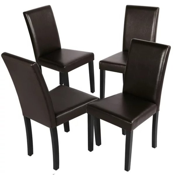 4pcs Dining Room Chairs High Back Padded Kitchen Chairs for Home And Restaurants, Brown
