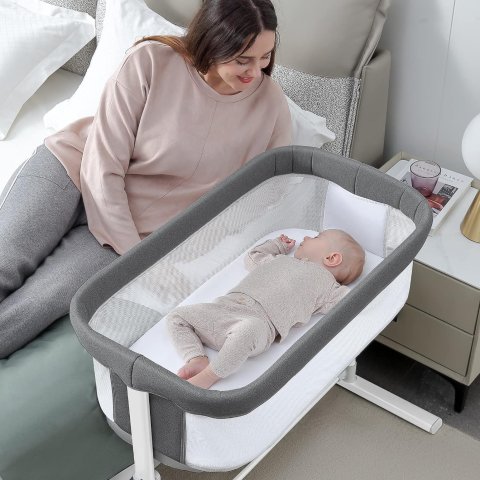 RONBEI Bassinet,Bedside Bassinet for Baby Breathable Mesh Baby Bassinet, Easy to Assemble Lightweight Portable Bassinets for Newborn Infants