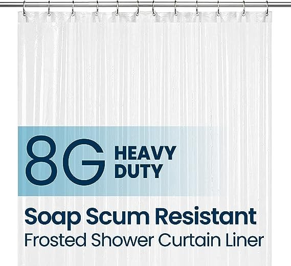 Bathroom Shower Curtain Liner - Waterproof Plastic Shower Curtain Premium PEVA Non-Toxic Shower Liner with Rust Proof Grommets Frosted 8G Heavy Duty Bathroom Accessories 72x72