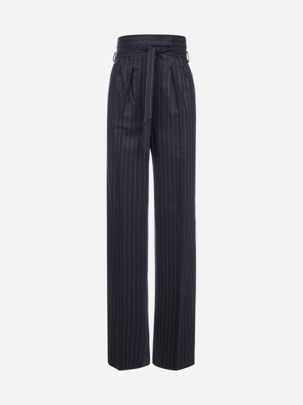 Lisotte pinstriped wool and cashmere trousers