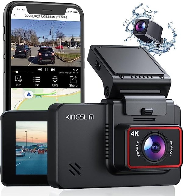 D4 4K Dual Dash Cam with Built-in WiFi GPS