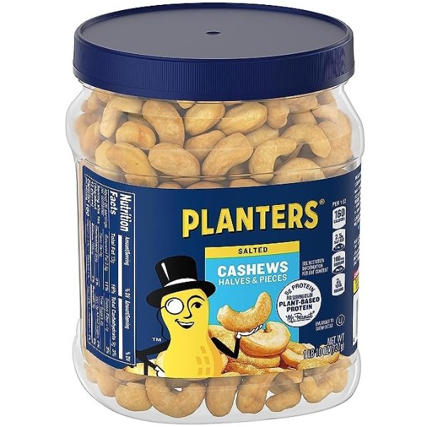 Cashew Halves & Pieces, Salted, 1 Pound and 10 Ounce