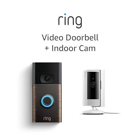 Video Doorbell, Venetian Bronze with All-newIndoor Cam, White