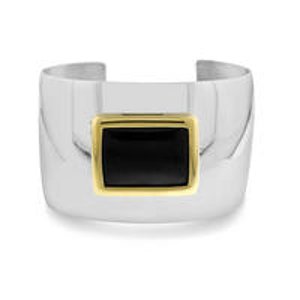 Onyx Bangle Cuff in Stainless Steel - 7.5"