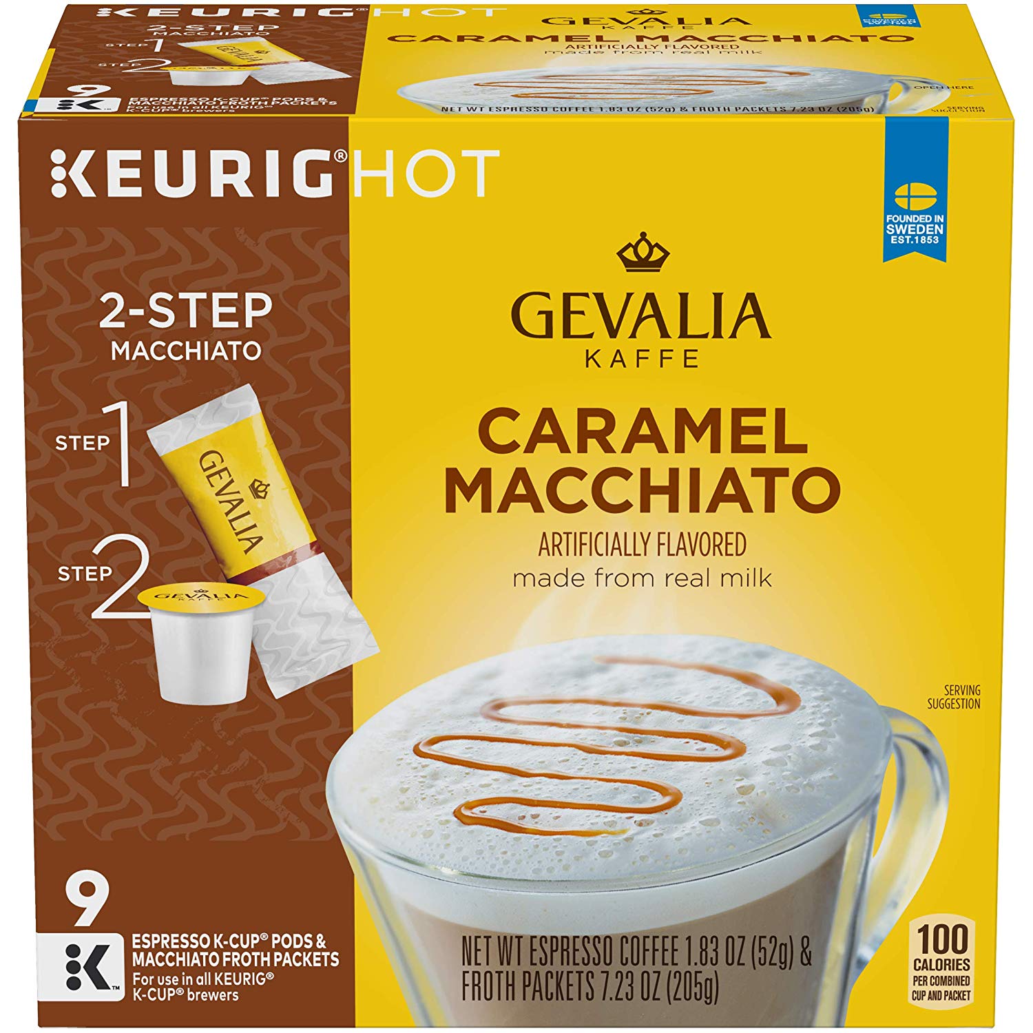 Gevalia焦糖玛奇朵Keurig K杯咖啡豆和泡沫包装（9支）