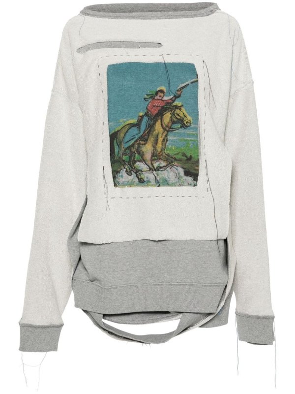 Cowboy-print inside-out sweatshirt