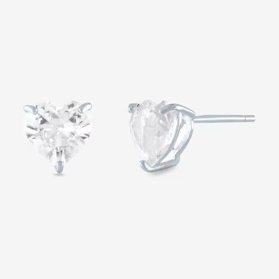 Yes, Please! Lab Created White Sapphire Sterling Silver 7mm Heart Stud Earrings