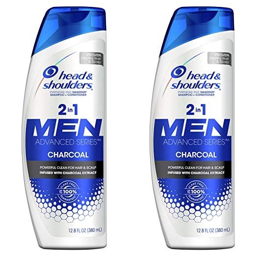 Head and Shoulders, Shampoo and Conditioner 2 in 1, Anti Dandruff, Charcoal for Men, 12.8 fl oz, Twin Pack