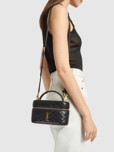 Mini Gaby leather vanity bag w/ strap